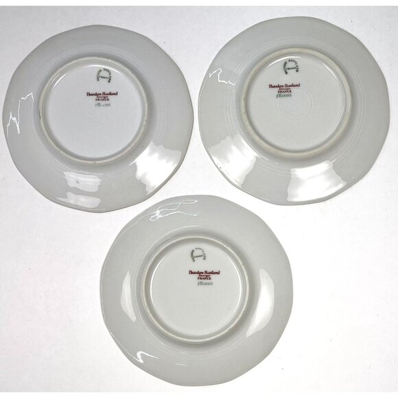 Lot 3 Theodore Haviland Limoges 1925-36 Miami Ivory Floral 6.5" BREAD PLATES - Picture 3 of 4